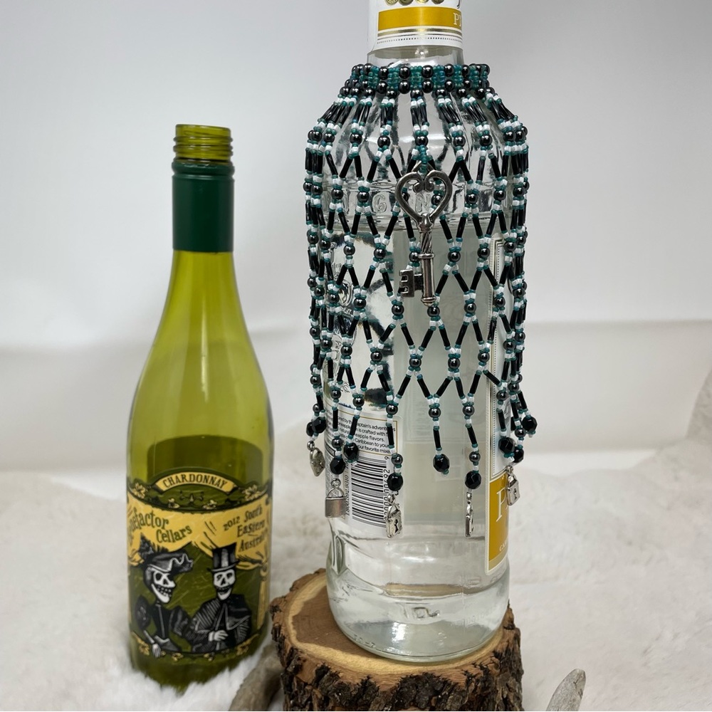 Beaded Wine Bottle Cover Handmade